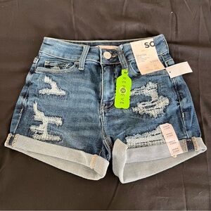 SO Shortie High Rise Jean Shorts Womens 3 Blue Denim Casual Jean Shorts NWT